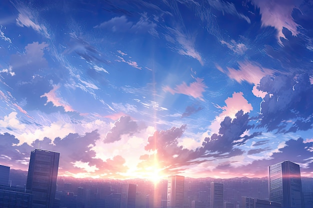 Photo gratuite des nuages de style anime