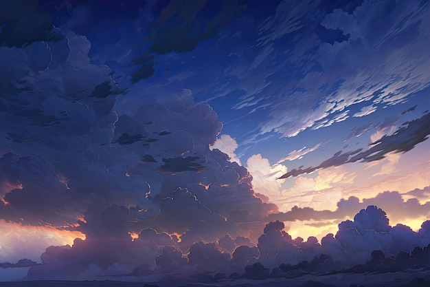 Photo gratuite des nuages de style anime