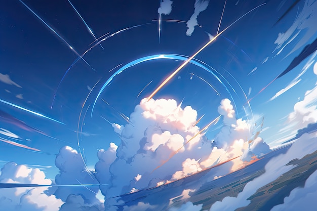 Photo gratuite des nuages de style anime