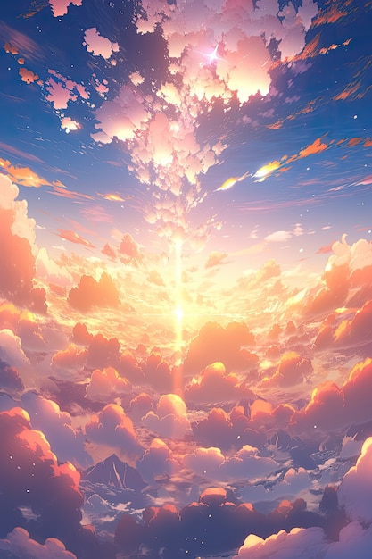 Photo gratuite des nuages de style anime