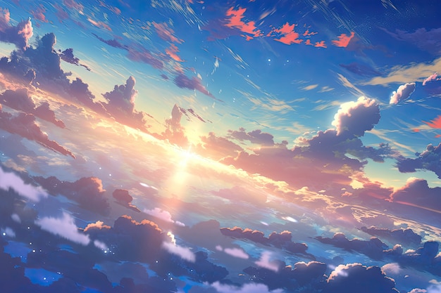 Photo gratuite des nuages de style anime