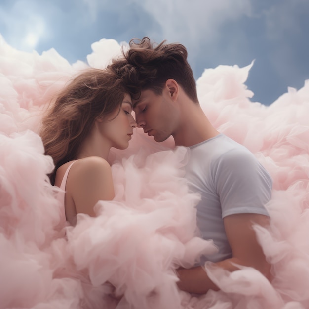 Photo gratuite des nuages de style fantastique et un couple