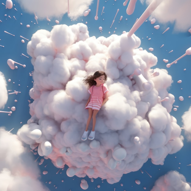 Photo gratuite des nuages de style fantastique et un enfant