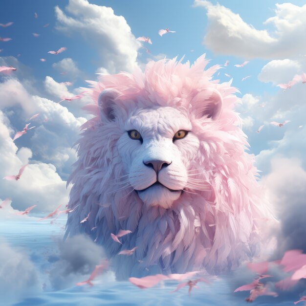 Des nuages de style fantastique avec un lion