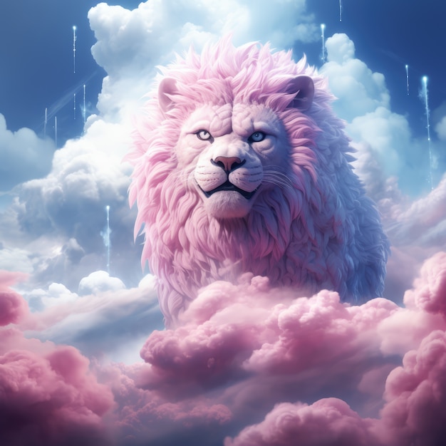 Photo gratuite des nuages de style fantastique avec un lion