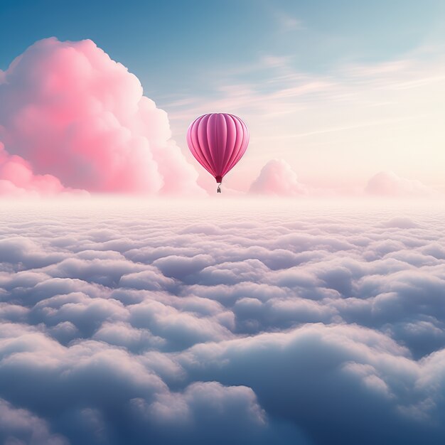 Photo gratuite des nuages de style fantastique et une montgolfière