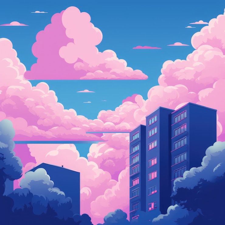 Photo gratuit des nuages de style fantastique avec la ville.