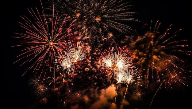 Photo gratuite la nuit de juillet s'embrase avec un feu d'artifice vibrant généré par l'ia