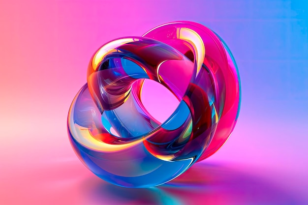 objet abstrait tridimensionnel futuriste et holographique aux couleurs vives et éclatantes