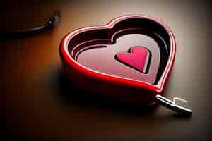 Photo gratuite un objet en forme de coeur avec une clé dedans