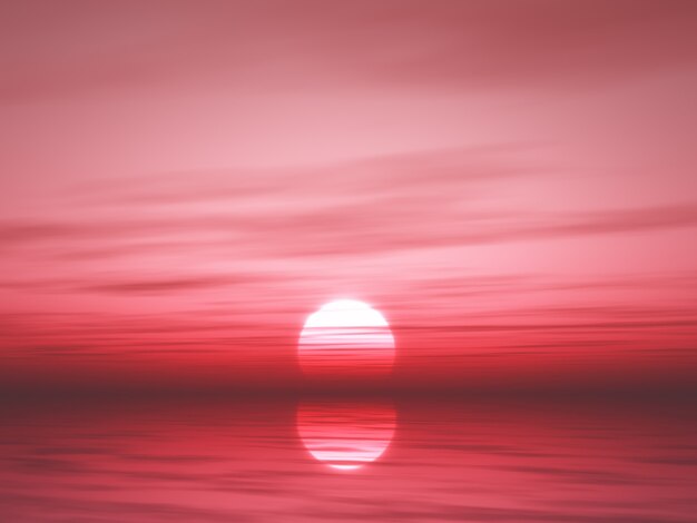 Océan coucher de soleil 3D