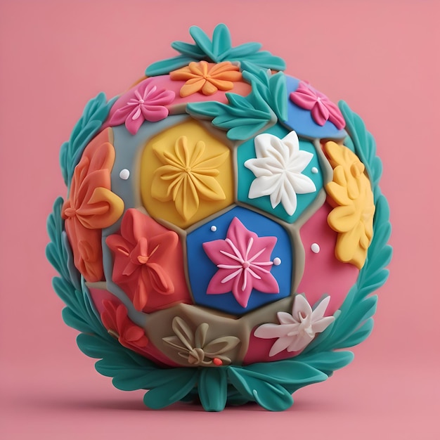 Photo gratuite oeuf de pâques décoré de fleurs en papier multicolores sur fond rose