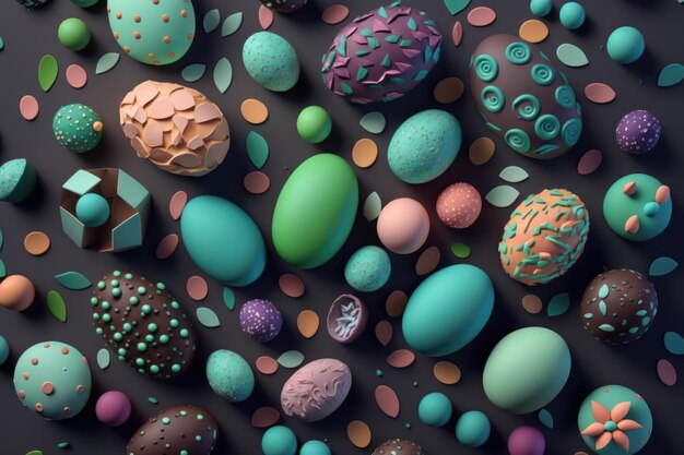 Oeufs de Pâques colorés Happy Easter pattern design pastel gros plan d'oeufs de Pâques