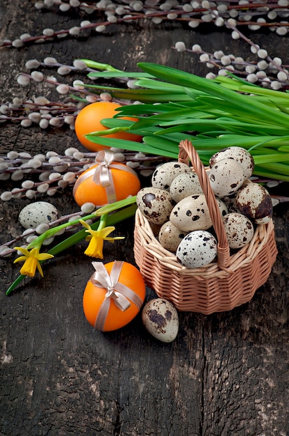 Photo gratuite oeufs de pâques colorés