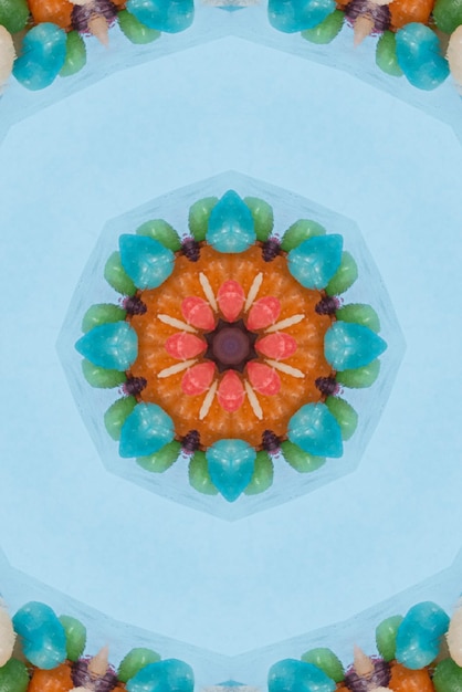 Oeuvre de mandala de fond coloré