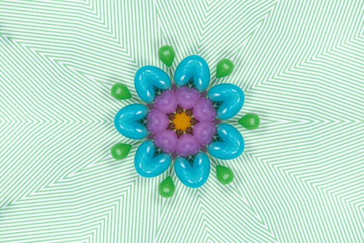 Photo gratuit oeuvre de mandala motif de fond coloré 3d