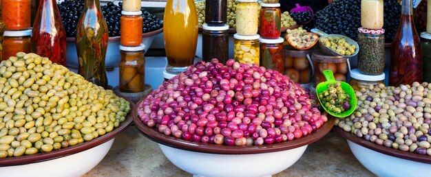 Olives dans un magasin à Marrakech