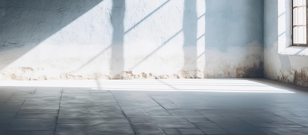 Ombre légère et aérée sur le mur en gris clair et bleu Image générée par l'IA