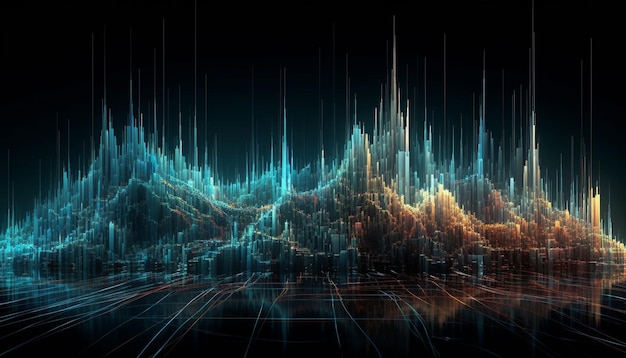 Des ondes sinusoïdales brillantes créent une conception de fond futuriste générée par l'IA