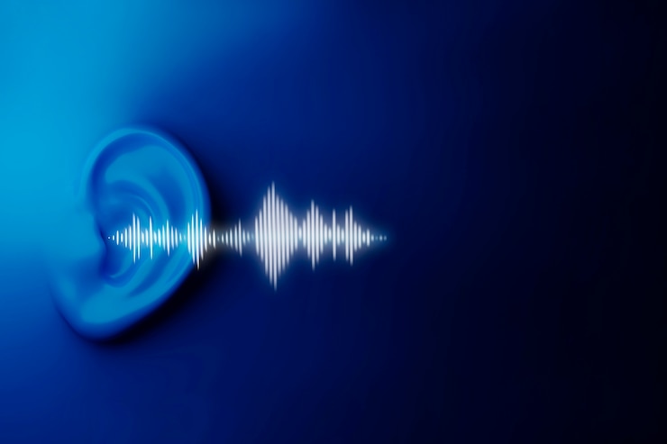Photo gratuit des ondes sonores sortant de l'oreille humaine