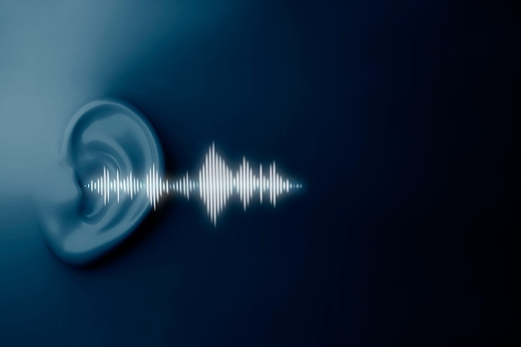 Photo gratuit ondes sonores sortant de l'oreille humaine
