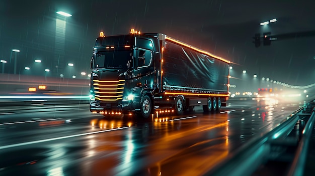Opération de camions et de logistique au crépuscule