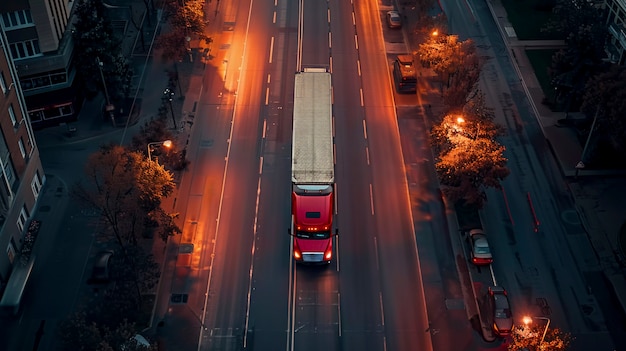 Opération de camions et de logistique au crépuscule