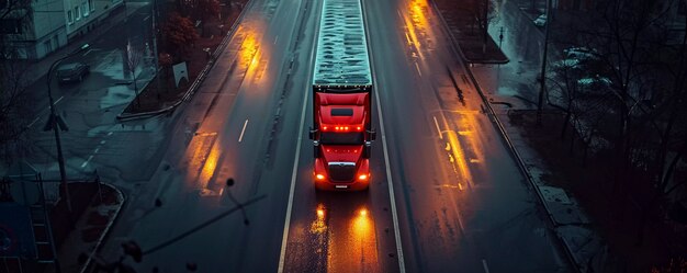 Opération de camions et de logistique au crépuscule