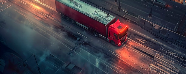 Opération de camions et de logistique au crépuscule