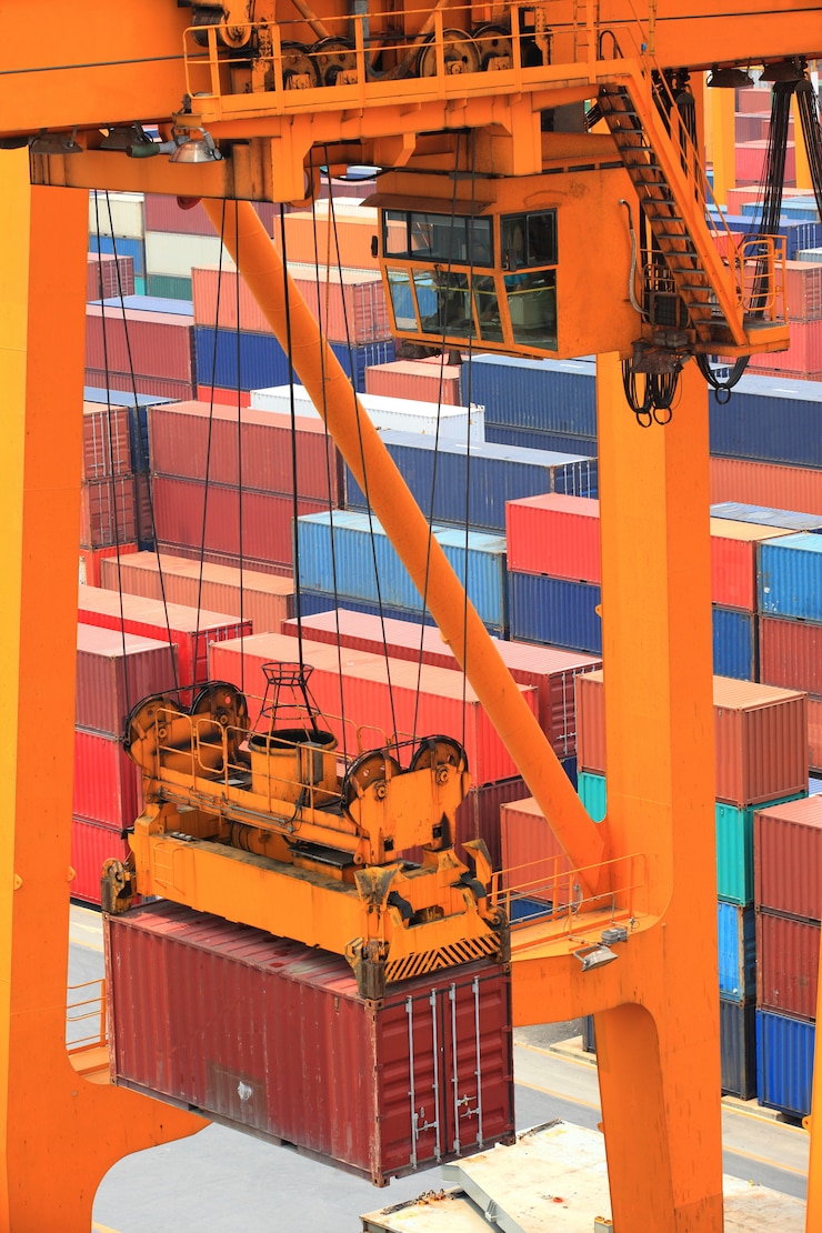 Photo gratuit opération de conteneur en série portuaire
