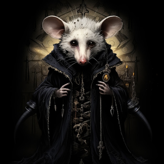 Un opossum frais avec des vêtements