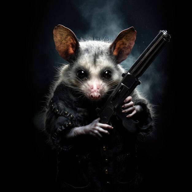 Un opossum frais avec des vêtements