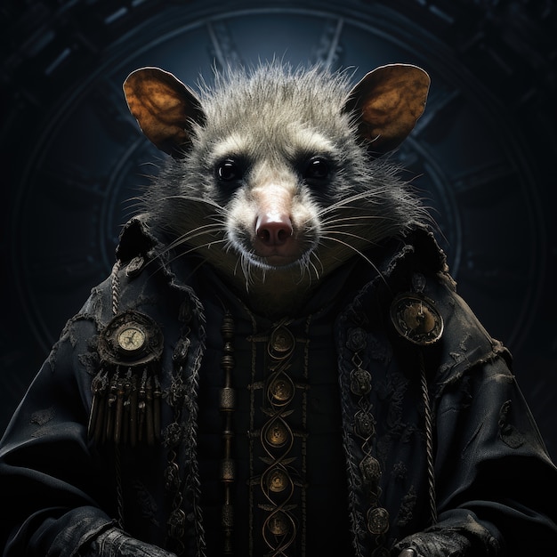 Photo gratuite un opossum frais avec des vêtements