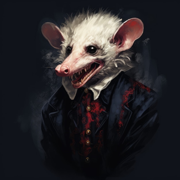 Un opossum frais avec des vêtements