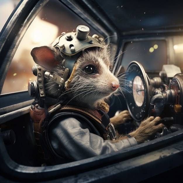 Un opossum futuriste dans une fusée