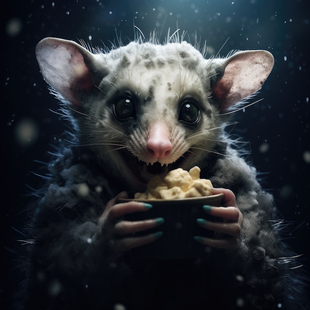 Photo gratuite un opossum sauvage dans le studio