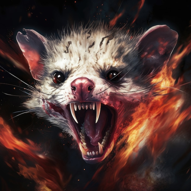 Photo gratuite un opossum sauvage dans le studio