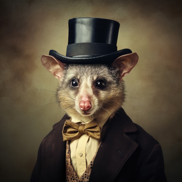 Photo gratuite un opossum sauvage dans le studio