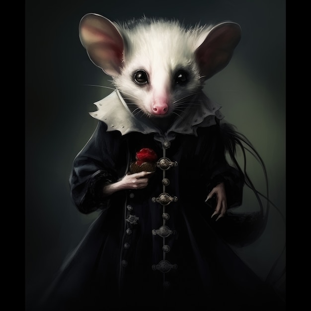 Photo gratuite un opossum sauvage dans le studio