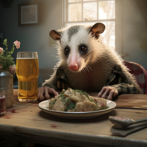 Photo gratuite un opossum de style fantastique