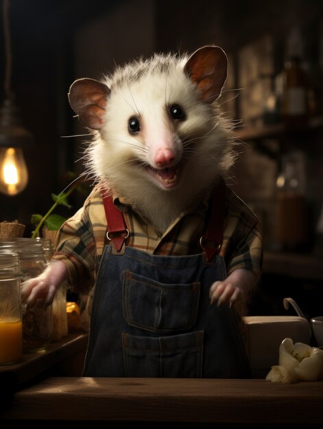 Photo gratuite un opossum de style fantastique