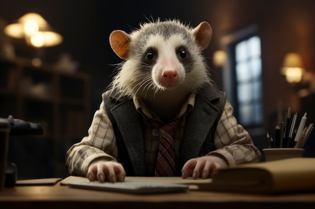 Photo gratuite un opossum de style fantastique