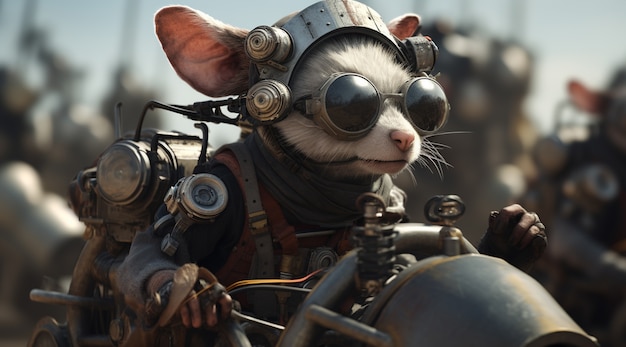 Un opossum de style futuriste avec des lunettes de protection