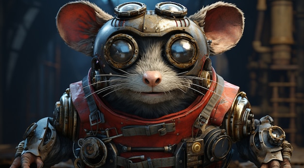 Photo gratuite un opossum de style futuriste avec des lunettes de protection