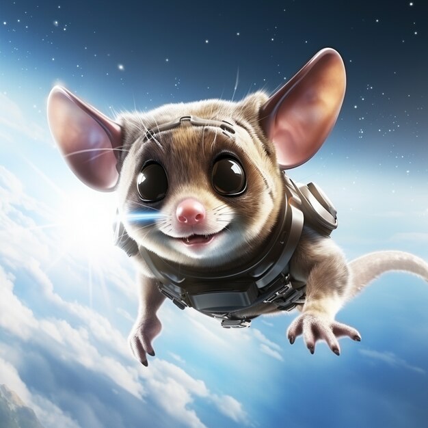 Un opossum volant dans le style futuriste