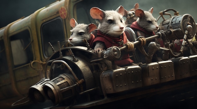 Des opossums de style futuriste portant des vêtements