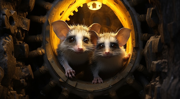 Photo gratuite des opossums de style futuriste