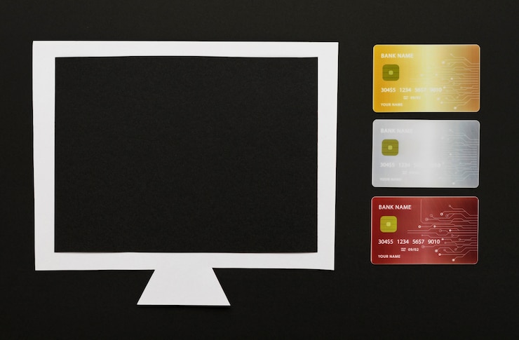 Photo gratuit ordinateur avec cartes et espace de copie