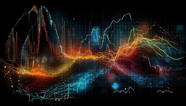 Ordinateur futuriste à motif d'ondes lumineuses généré par l'IA