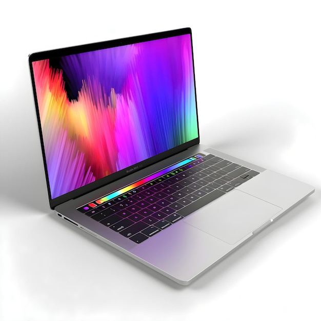 Photo gratuite ordinateur portable avec écran coloré sur fond blanc rendu 3d